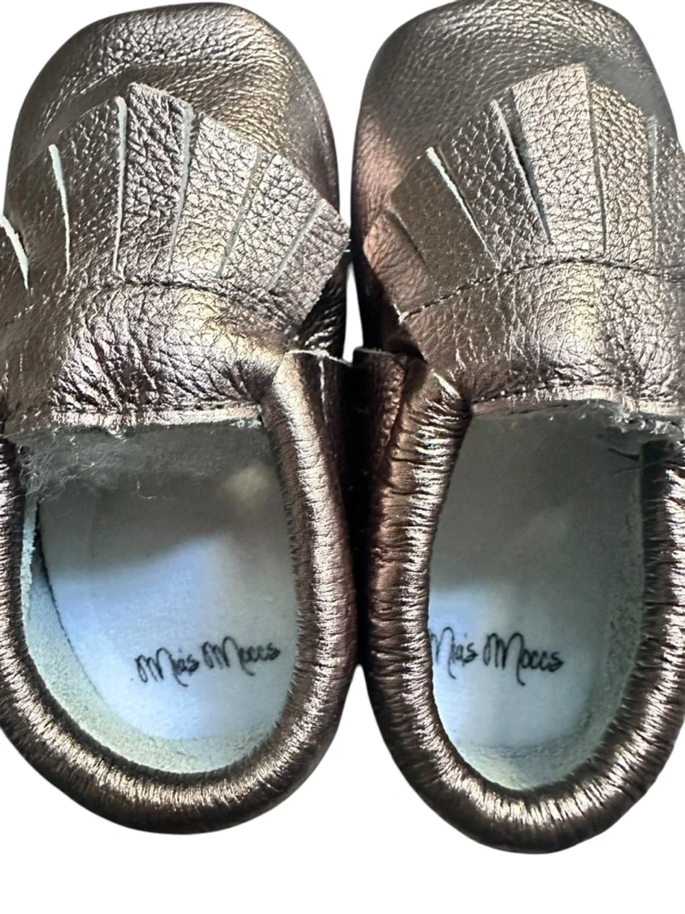 Mia’s Moccs Leather Ruffle Shoe Toddler Size 6‎ Gold NWOT